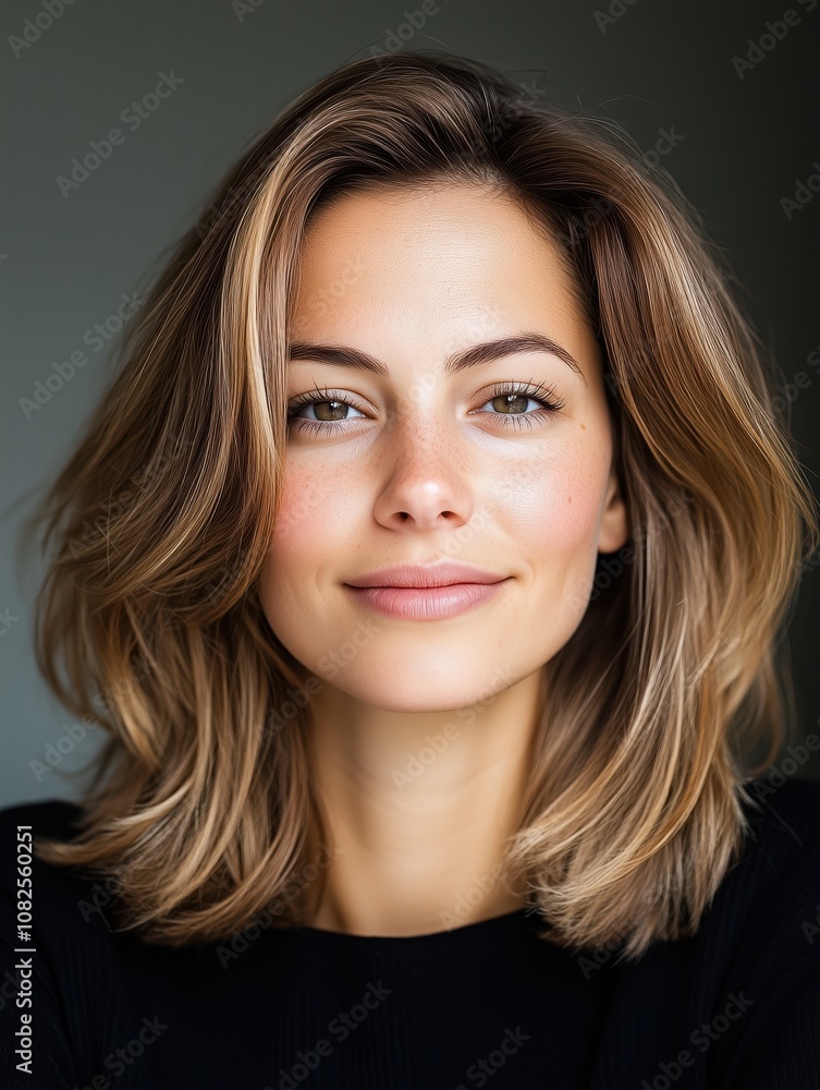 portrait of a young attractive Belgian woman in a studio on a dark background portrait of a young attractive Belgian woman in a studio on a dark background