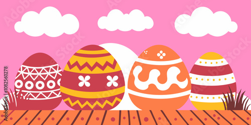 Easter Sunday, card with bunny, easter egg, easter sunday background