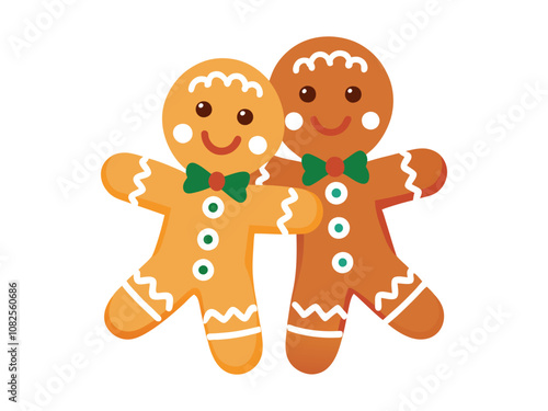 a gingerbread man with a green bow tie and a gingerbread man wearing a green bow tie.