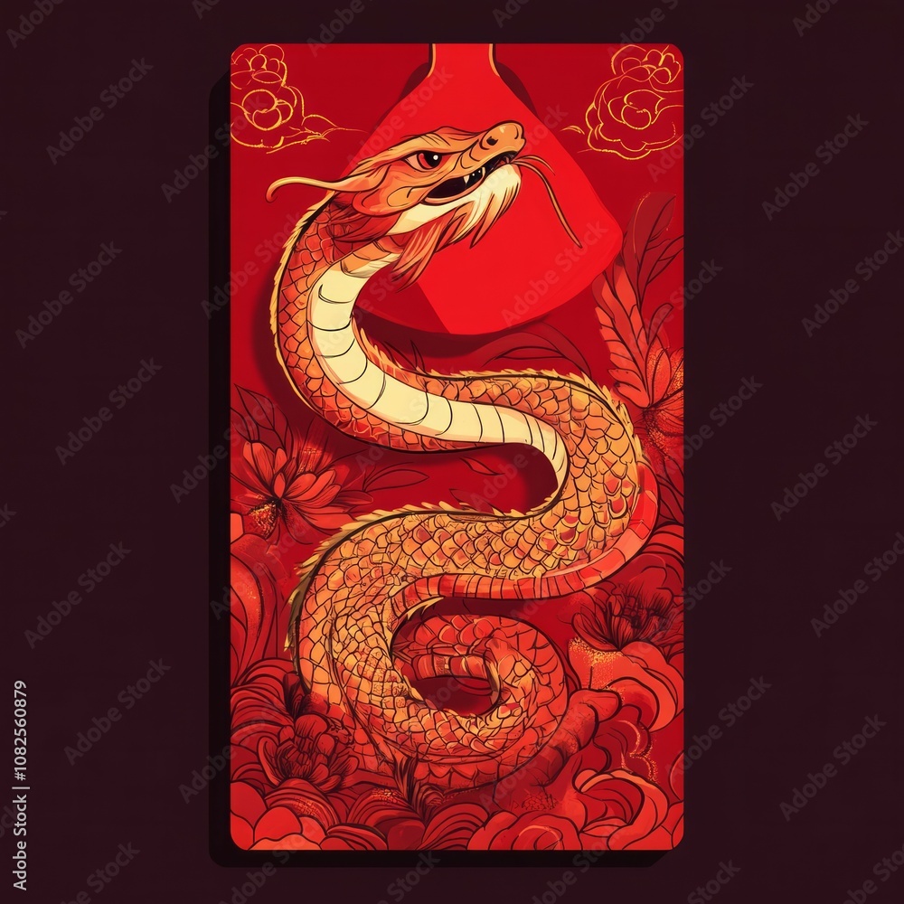 Fototapeta premium Snake Year Cartoon Red Envelope 