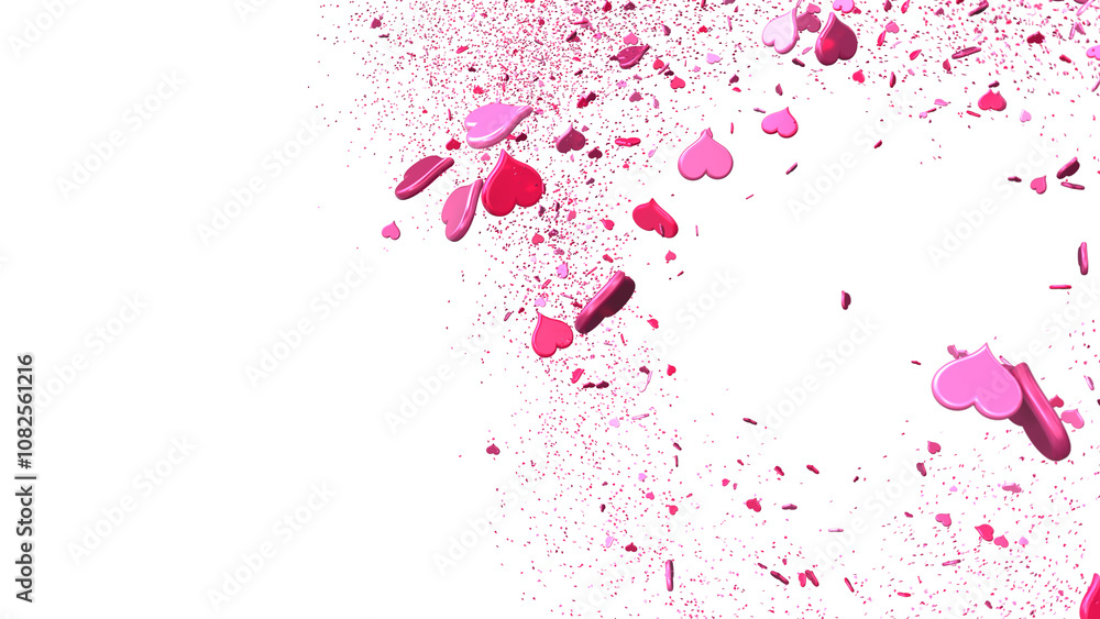 Fototapeta premium realistic isolated heart confetti on the transparent background for decoration and covering.