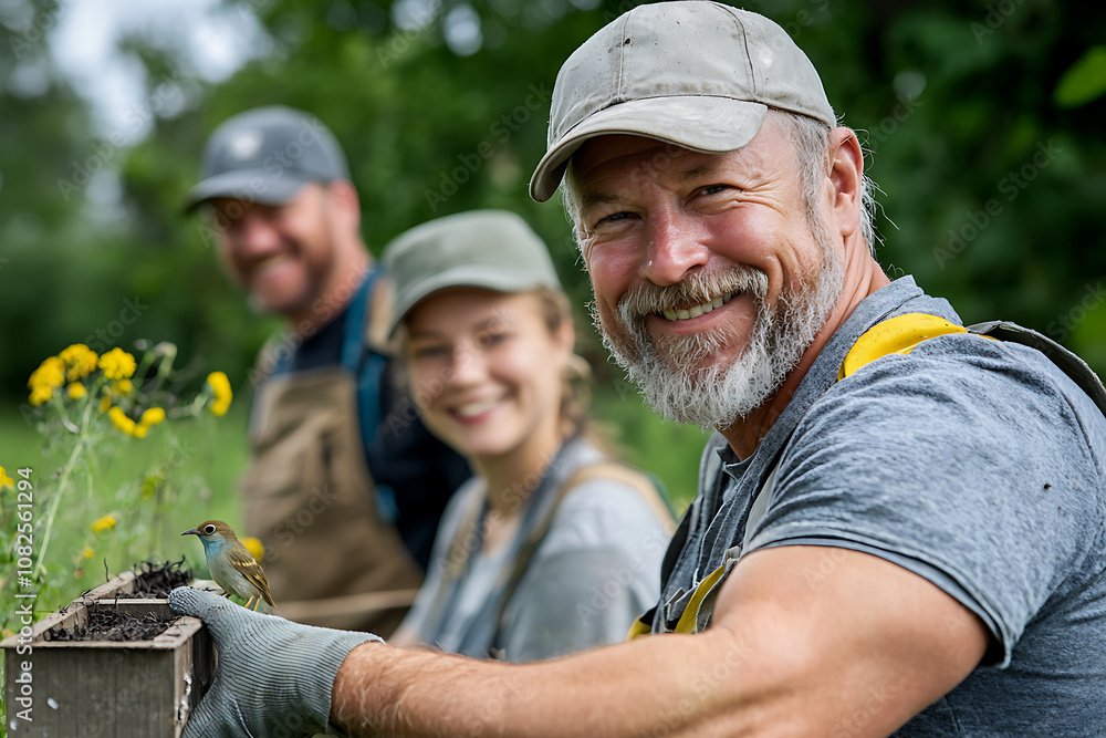 Community volunteers install nesting boxes to promote bird conservation Community volunteers install nesting boxes to promote bird conservation