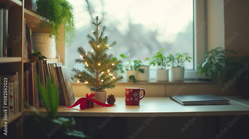 Simple home office with Christmas accents Simple home office with Christmas accents