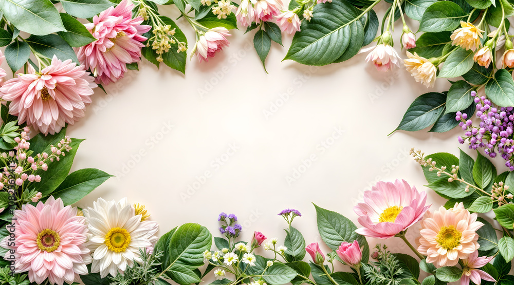 Beautiful Flower Border with Pastel Florals Beautiful Flower Border with Pastel Florals