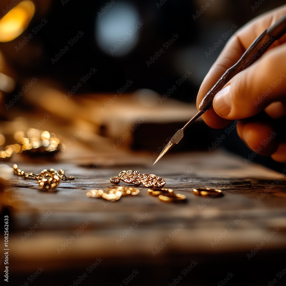 Hand crafting intricate jewelry pieces with precision in a cozy workshop. Hand crafting intricate jewelry pieces with precision in a cozy workshop.