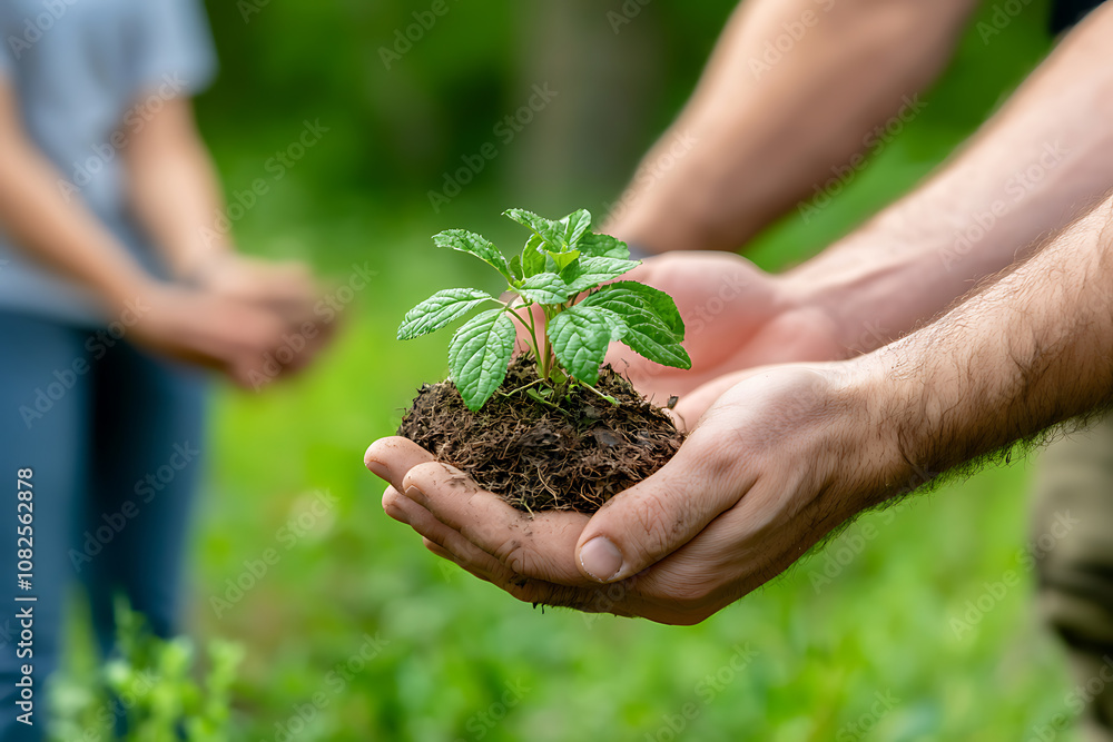 Fototapeta premium Community members nurture nature by planting trees for wildlife conservation