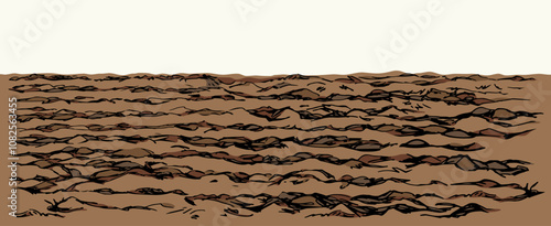 Vector drawing. Old Plowed soil