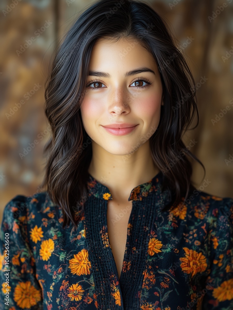 portrait of a young attractive Chilean woman in a studio on a dark background portrait of a young attractive Chilean woman in a studio on a dark background