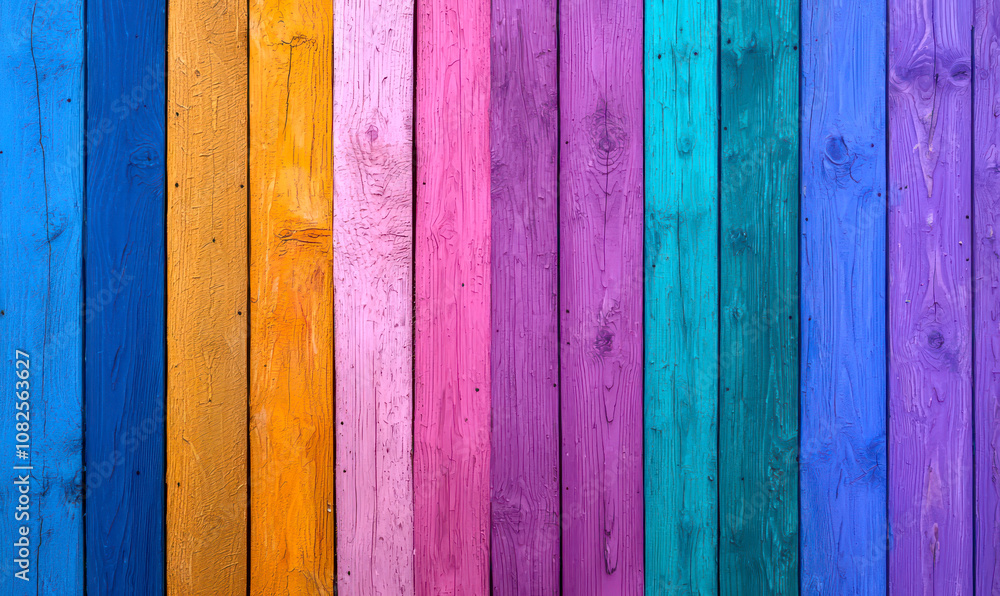 Vibrant wooden planks create a stunning colorful background for creative projects Vibrant wooden planks create a stunning colorful background for creative projects