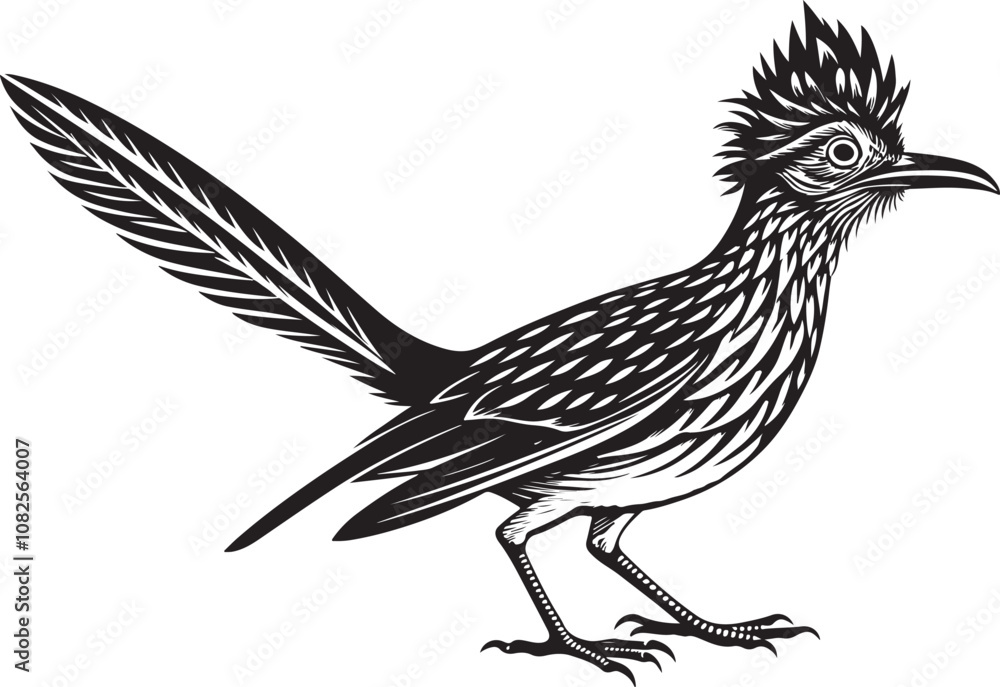 roadrunner bird vector illustration, printable design roadrunner bird vector illustration, printable design