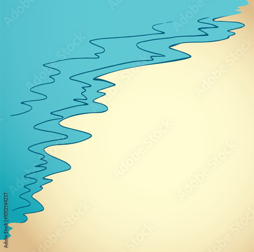 Vector drawing. Calm sea tide