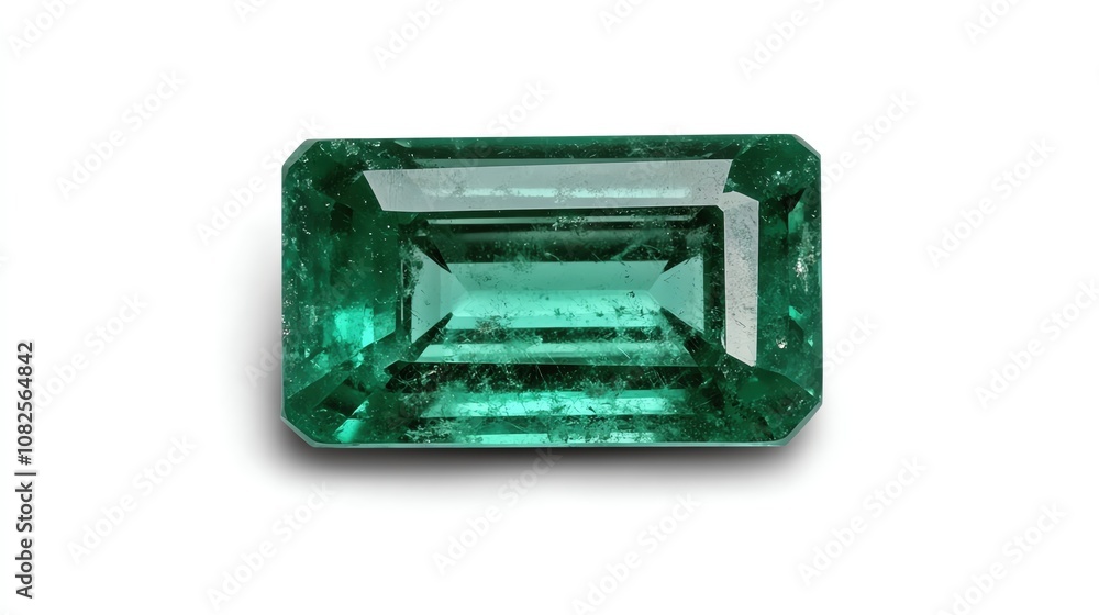 Fototapeta premium Emerald gemstone, white isolate background