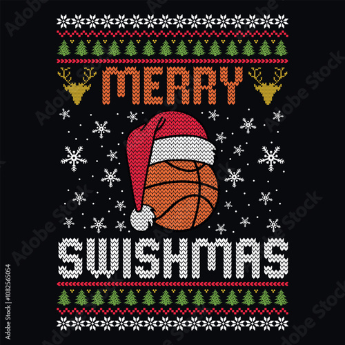 Merry Swishmas - Ugly Christmas sweater designs - vector Graphic