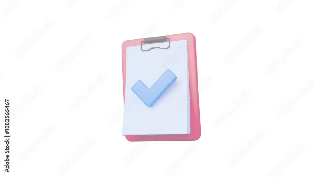 3d Animation of Clipboard Icon with 3D Clipboard and Check Mark Icon 3d Animation of Clipboard Icon with 3D Clipboard and Check Mark Icon