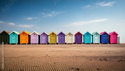 a row of colourful beach huts 