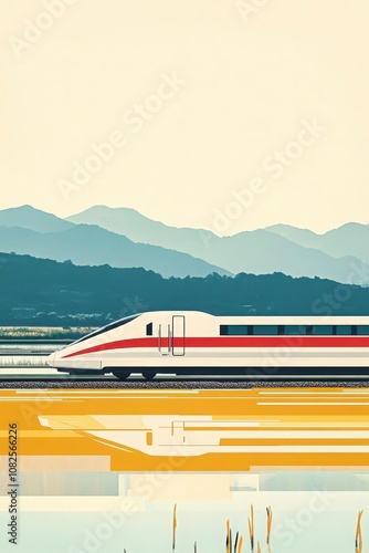 Wallpaper Mural High-Speed Train Racing Through Flooded Fields Torontodigital.ca