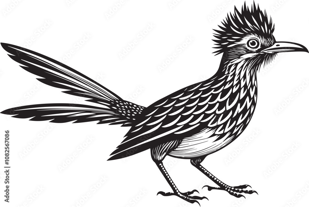 Fototapeta premium roadrunner bird vector illustration, printable design