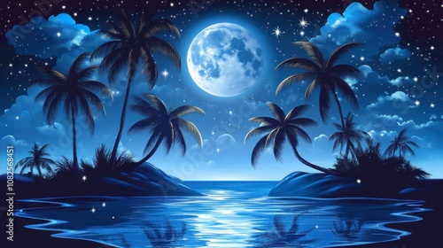 Serenity of a Moonlit Tropical Paradise