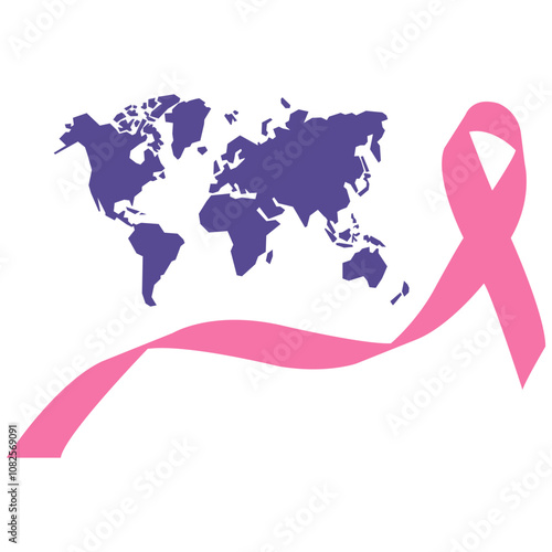 World Cancer Day. Hand with ribbon of World Cancer Day.