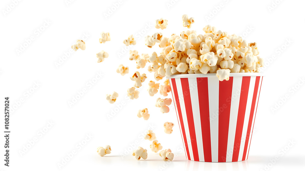 Popcorn flying out of a box close-up on a white background. Isolated Popcorn flying out of a box close-up on a white background. Isolated