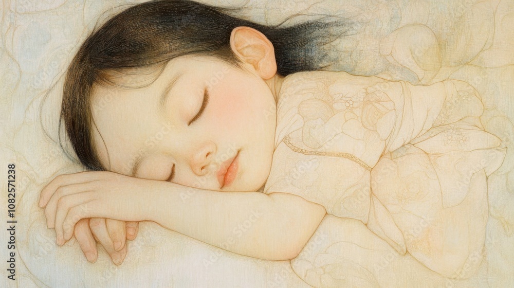 Dreamy Child in Peaceful Sleep with Soft Colors Dreamy Child in Peaceful Sleep with Soft Colors