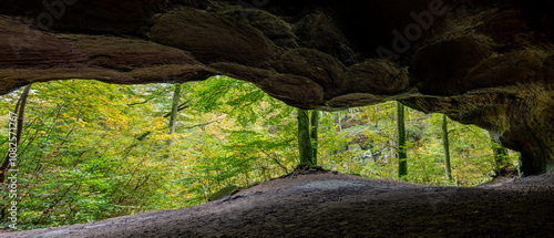 Scenic diversity of Mullerthal, Luxembourg's Little Switzerland, hiking routes, rock formations, moss-covered forests, tourist destination in Europe photo