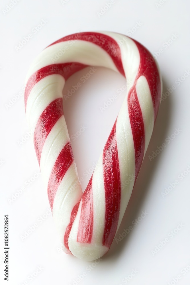 Red and white striped candy cane on plain background Red and white striped candy cane on plain background