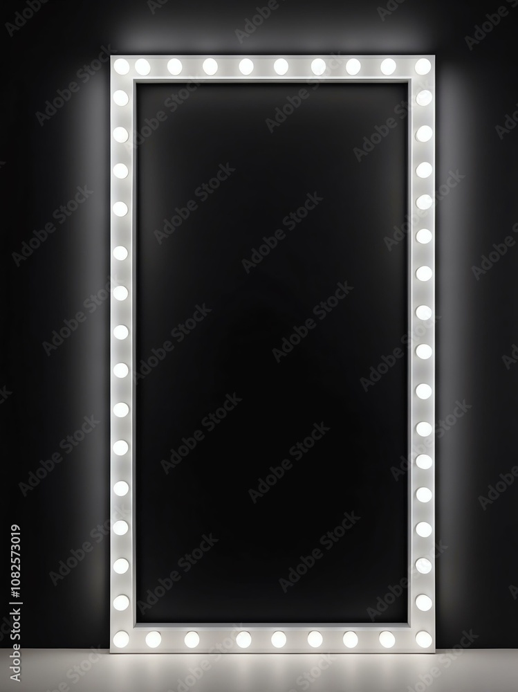 white marquee lights border frame on black background white marquee lights border frame on black background