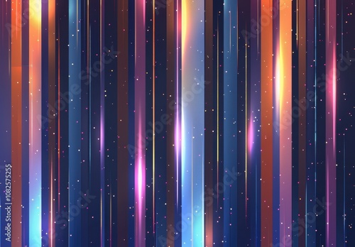 Abstract Digital Illustration of Vertical Light Stripes in Colors