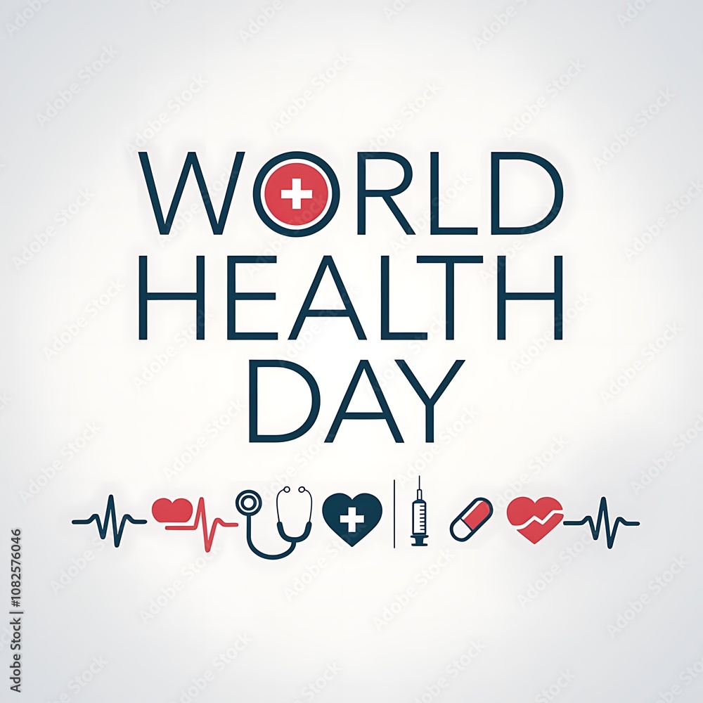World Health Day Graphic with Medical Icons World Health Day Graphic with Medical Icons