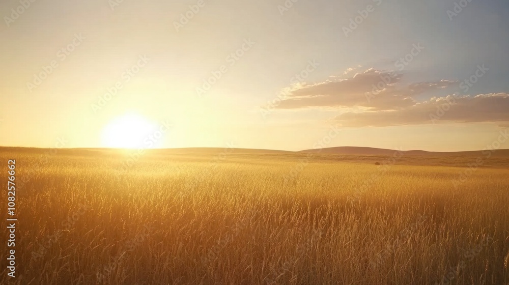 Golden Fields Under a Warm Sunset Sky Golden Fields Under a Warm Sunset Sky