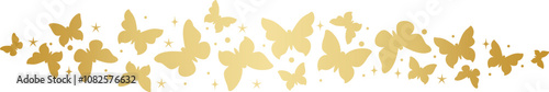 Gold butterfly border decorative vector illustration, decorative banner design