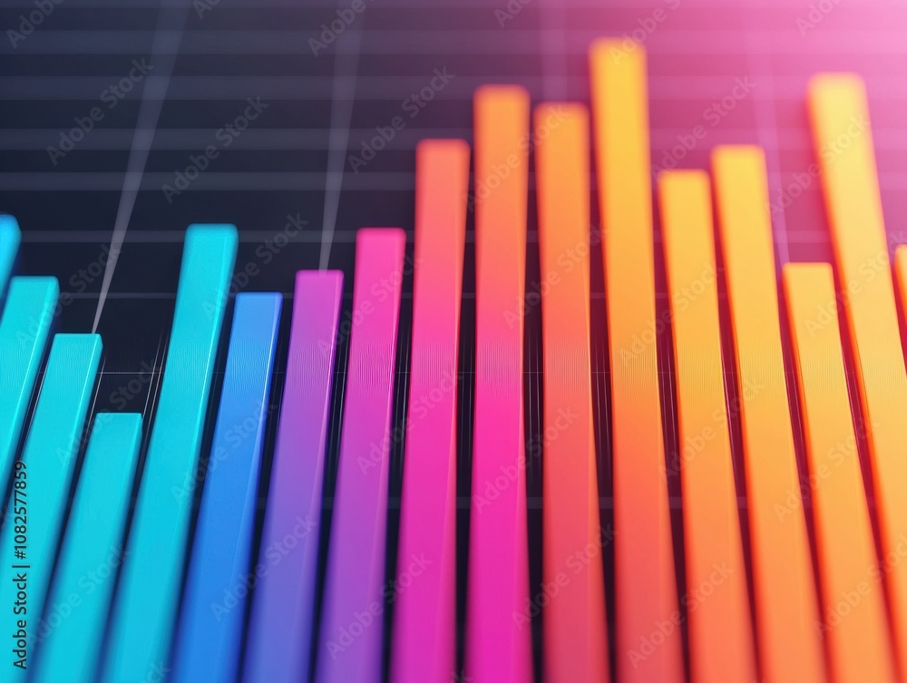 Fototapeta premium Colorful 3d bars rising and indicating growing business strategy data