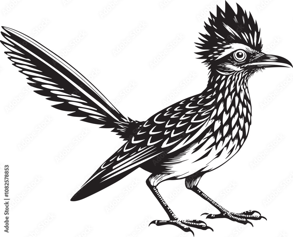 Obraz premium black roadrunner bird vector illustration printable