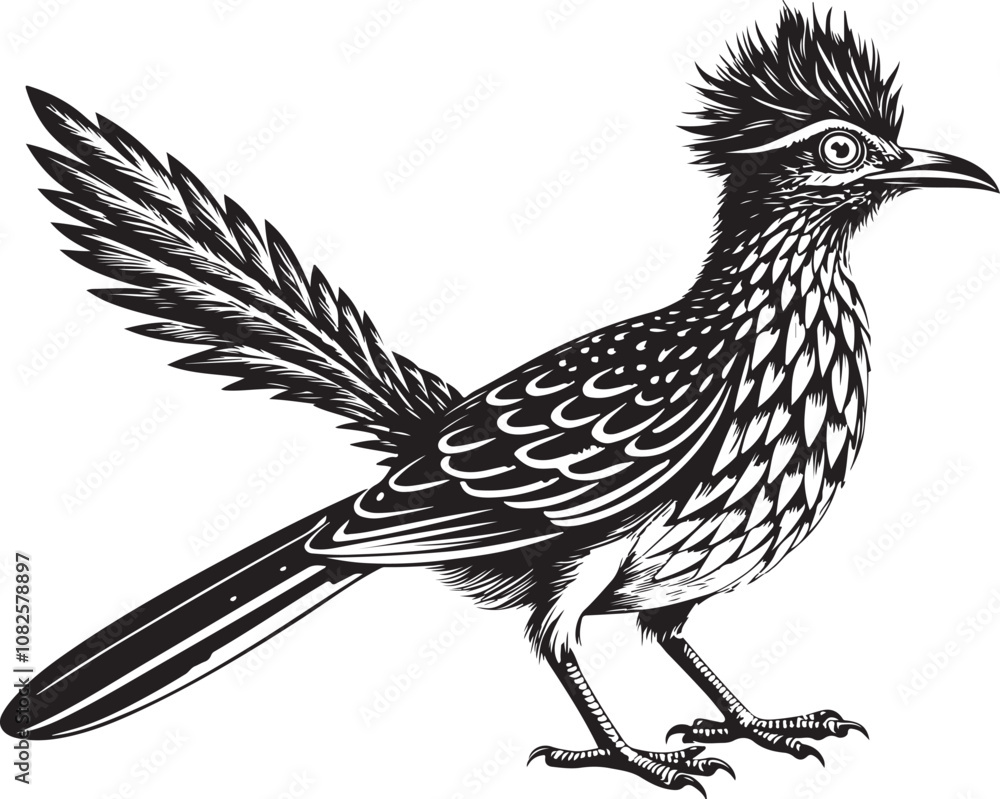 Obraz premium black roadrunner bird vector illustration printable