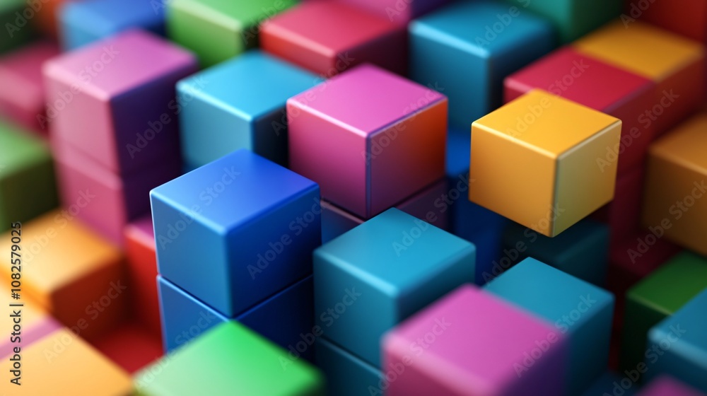 Colorful cubes creating an abstract and geometric pattern Colorful cubes creating an abstract and geometric pattern