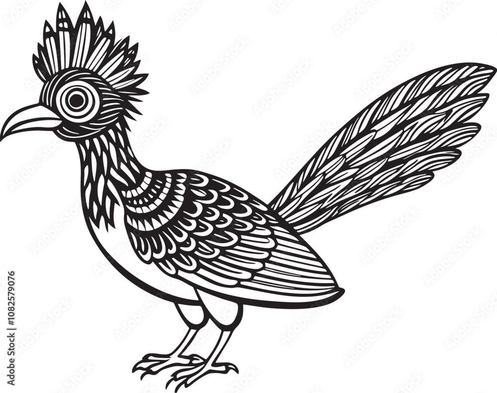 Obraz premium black roadrunner bird vector illustration printable