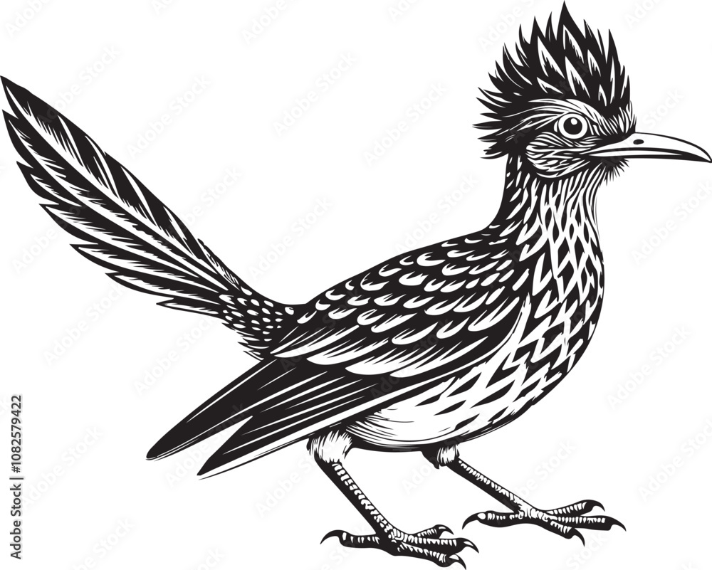 Obraz premium black roadrunner bird vector illustration printable