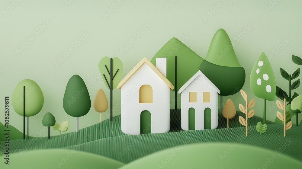 Naklejka premium Green city development investment growth illustration nature aerial view sustainable urban living