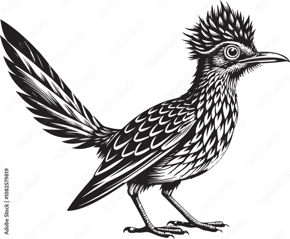 Obraz premium black roadrunner bird vector illustration printable