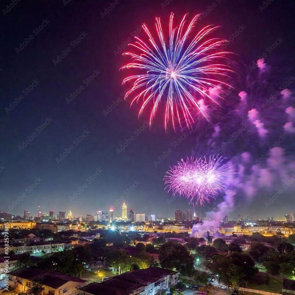 3d art illustrationof Diwali fireworks from an eye-level perspective. Use rack focus to highlight the spectacular colors and patterns of the fireworks, with a blurred backdrop to keep the attention on 3d art illustrationof Diwali fireworks from an eye-level perspective. Use rack focus to highlight the spectacular colors and patterns of the fireworks, with a blurred backdrop to keep the attention on