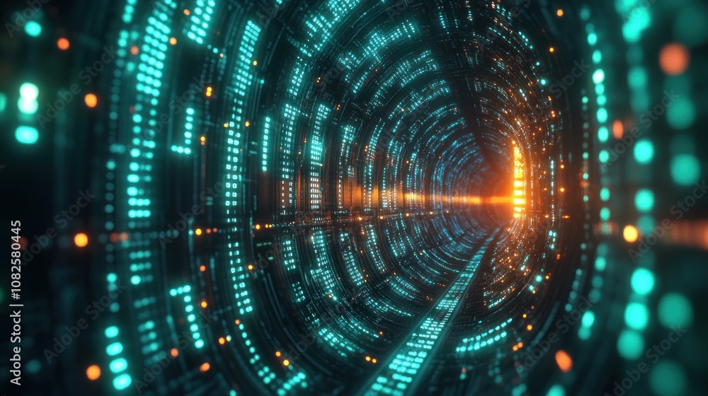 Abstract futuristic tunnel with glowing lights. Abstract futuristic tunnel with glowing lights.