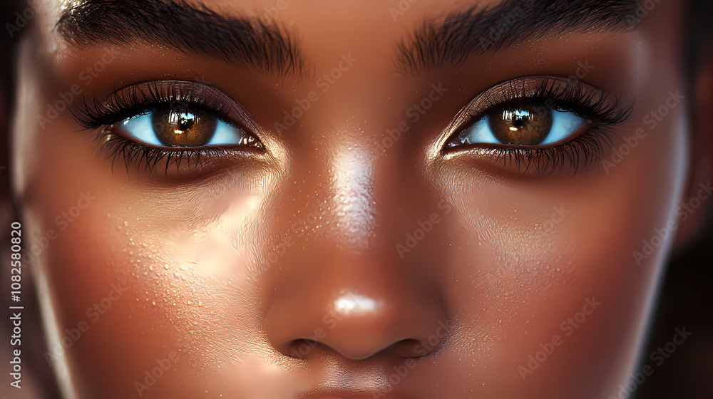 Flawless female complexion closeup portrait of a woman with perfect radiant skin and a serene expression beauty and skincare photography. Radiant. Illustration Flawless female complexion closeup portrait of a woman with perfect radiant skin and a serene expression beauty and skincare photography. Radiant. Illustration