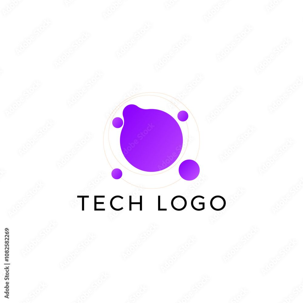 Fototapeta premium ILLUSTRATION CONNECTED CIRCLE PURPLE GRADIENT COLOR. TECH LOGO ICON TEMPLATE SIMPLE DESIGN ELEMENT VECTOR