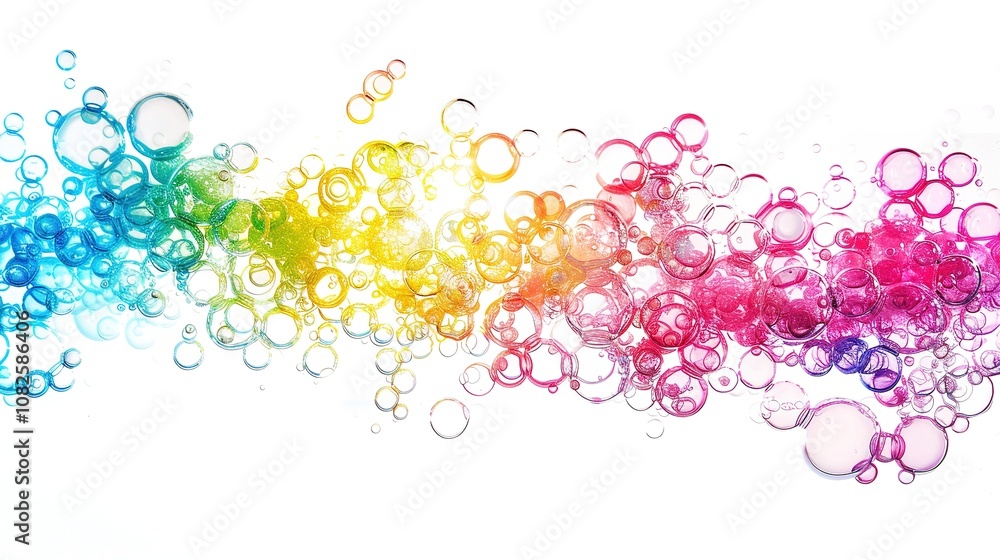 Rainbow Colored Soap Bubbles on White Background - a vibrant and cheerful visual. The soap bubbles add a playful touch to the clean, white backdrop. Rainbow Colored Soap Bubbles on White Background - a vibrant and cheerful visual. The soap bubbles add a playful touch to the clean, white backdrop.