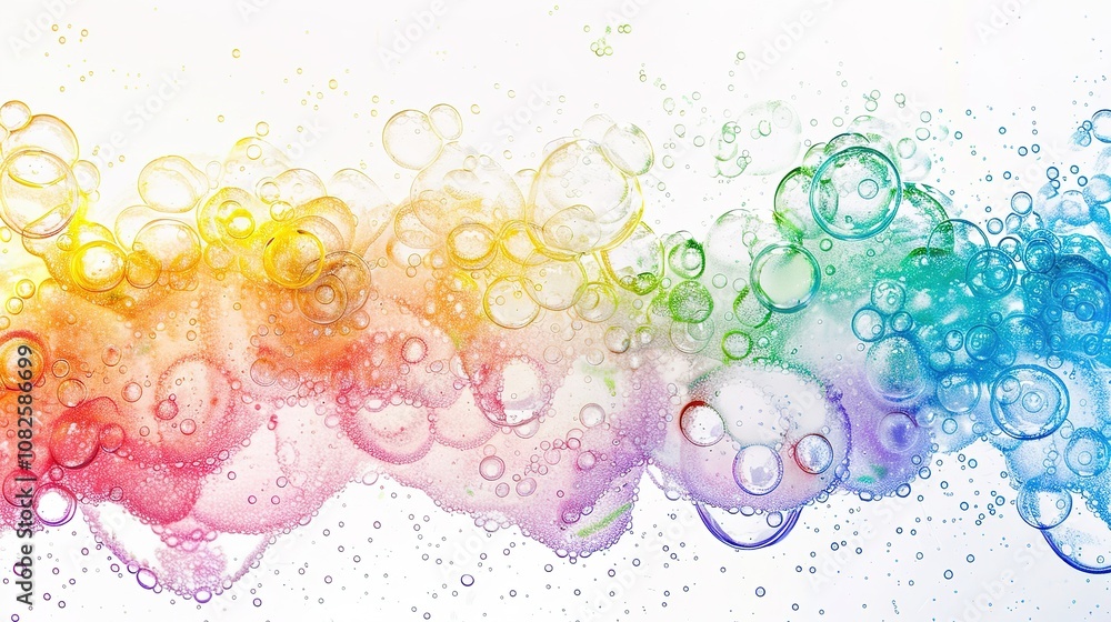 Rainbow Colored Soap Bubbles on White Background - a vibrant and cheerful visual. The soap bubbles add a playful touch to the clean, white backdrop. Rainbow Colored Soap Bubbles on White Background - a vibrant and cheerful visual. The soap bubbles add a playful touch to the clean, white backdrop.