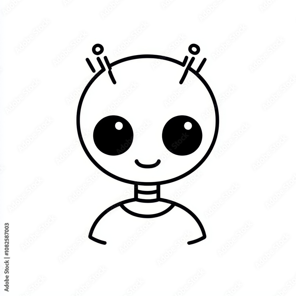 The smiling alien cartoon face with three eyes is the symbol of emotions in modern art The smiling alien cartoon face with three eyes is the symbol of emotions in modern art