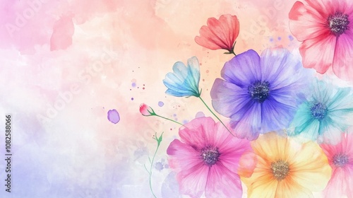 Colorful floral watercolor art for spring design and celebration