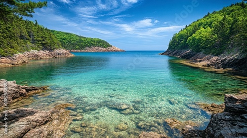 Serene Coastal Landscape with Clear Blue Water