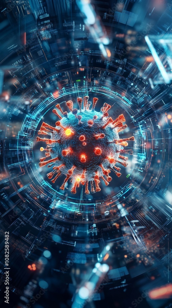 Fototapeta premium Digital Virus Simulation and Mitigation Strategies